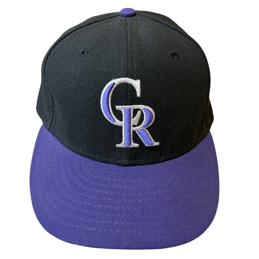 New Era 59FIFTY Colorado Rockies MLB Hat Mens 7 1/8 Black Purple Fitted Cap MLB